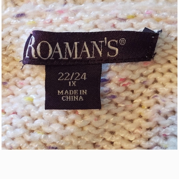 Roaman's V-Neck Sweater - Cream.sparkle Confetti - Picture 2 of 8